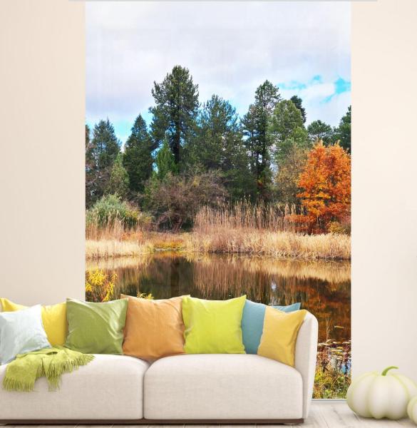 Flächenvorhang Herbstteich 3er Set, Schiebegardine, Schiebegardinen, blickdicht, Flächenvorhang blickdicht, Schiebevorhang,